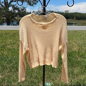 Billabong Long Sleeve Loungewear Knit Ribbed Crop Top Butter Yellow Size Medium